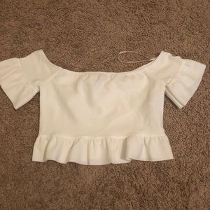 White off the shoulder crop top